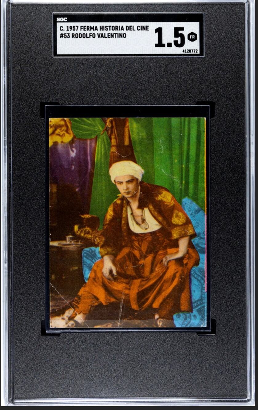 RARE 1957 Ferma Rudolph Valentino Card SGC 1.5 Only 1 Graded Son of the Sheik!